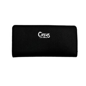 Circus by Sam Edelman Black Bi Fold Wallet Vegan Leather Wristlet   4"x8"